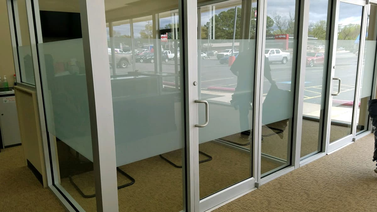 Commercial building with professional window tinting by D&D Sun Control